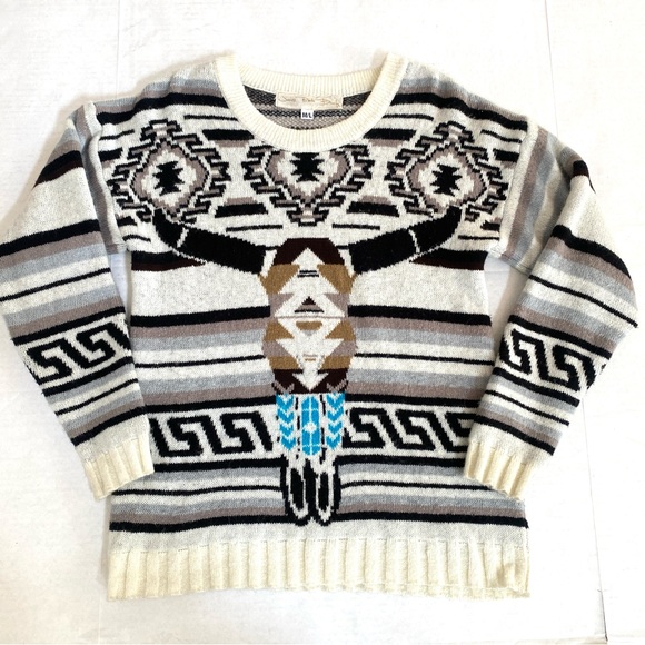 Jen’s Pirate Booty Southwestern Sitting Bull long sleeve oversize sweater Sz M/L - Picture 9 of 16